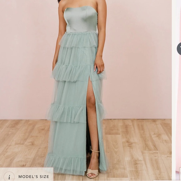 Sage Green “Frankie” convertible Satin + Tulle Dress - Picture 1 of 1